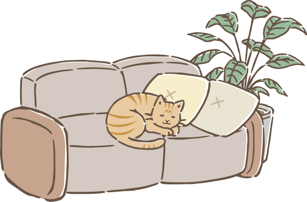 ソファーでねむる猫